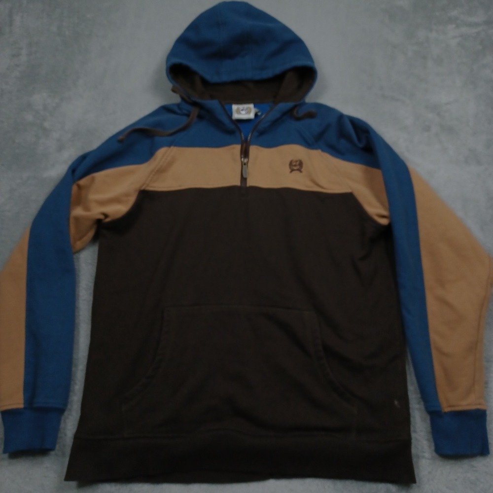 Cinch Sweater Mens Medium Brown 1/4 Zip Hoodie Western Workwear Casual
